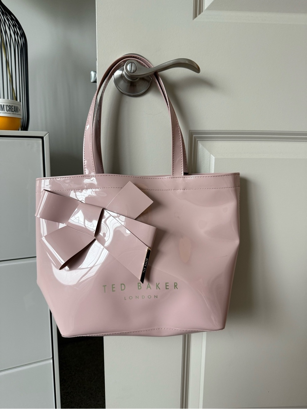 Ted Baker Blush Patent Tote with Signature Bow
